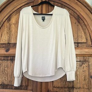 Gap Knit Balloon Sleeve Knit Top Blouse Basic Modern Crew Neck Classic